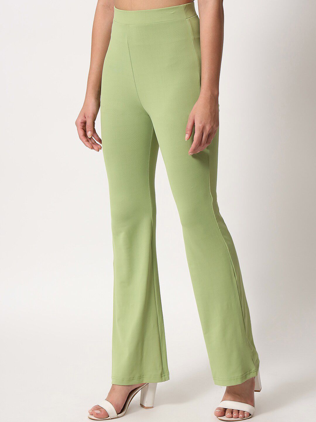 Kotty Women Green Relaxed Straight Leg High Rise Easy Wash Trouser