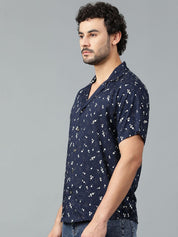 Kotty Men Cuban Collar Floral Printed Casual Shirt
