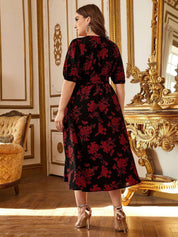 Kotty Floral Printed Midi Fit & Flare Dress