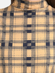 Kotty Women Beige Checked Pure Cotton Top