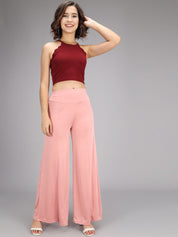 Kotty Women Pink Flared High-Rise Parallel Trousers