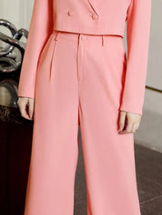 KOTTY BIZwear Women Pink High-Rise Easy Wash Pleated Parallel Trousers