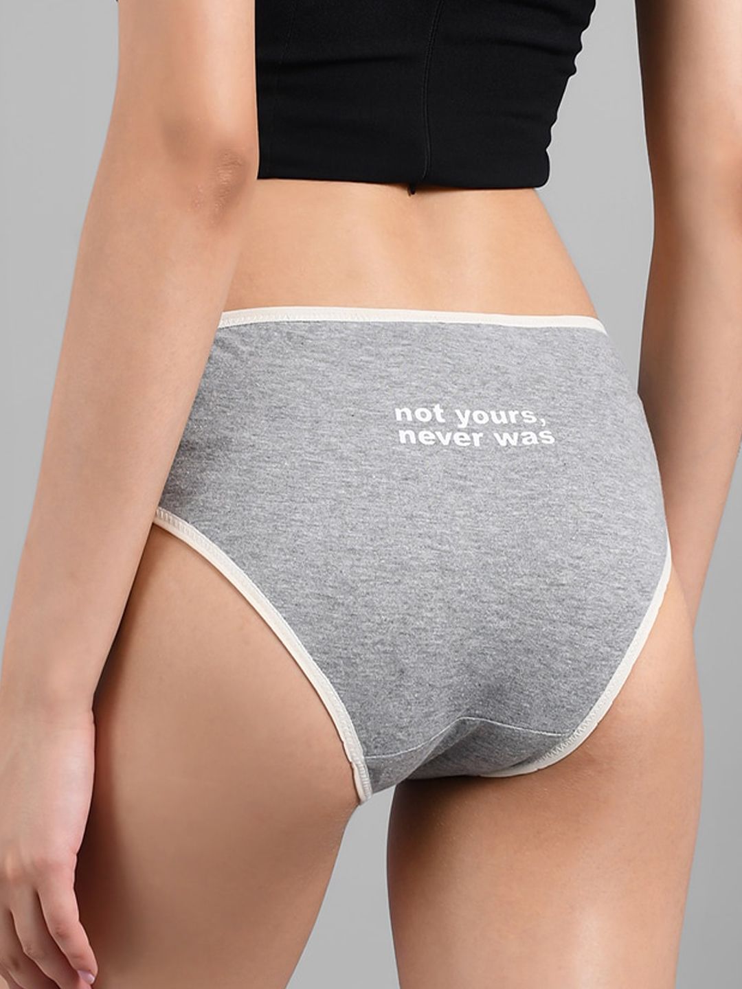 Kotty Women Grey Solid Hipster Briefs KTTWOMENSPANTY02