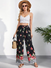 Kotty Women Multicoloured Floral Printed Relaxed Straight Fit High-Rise Easy Wash Trousers