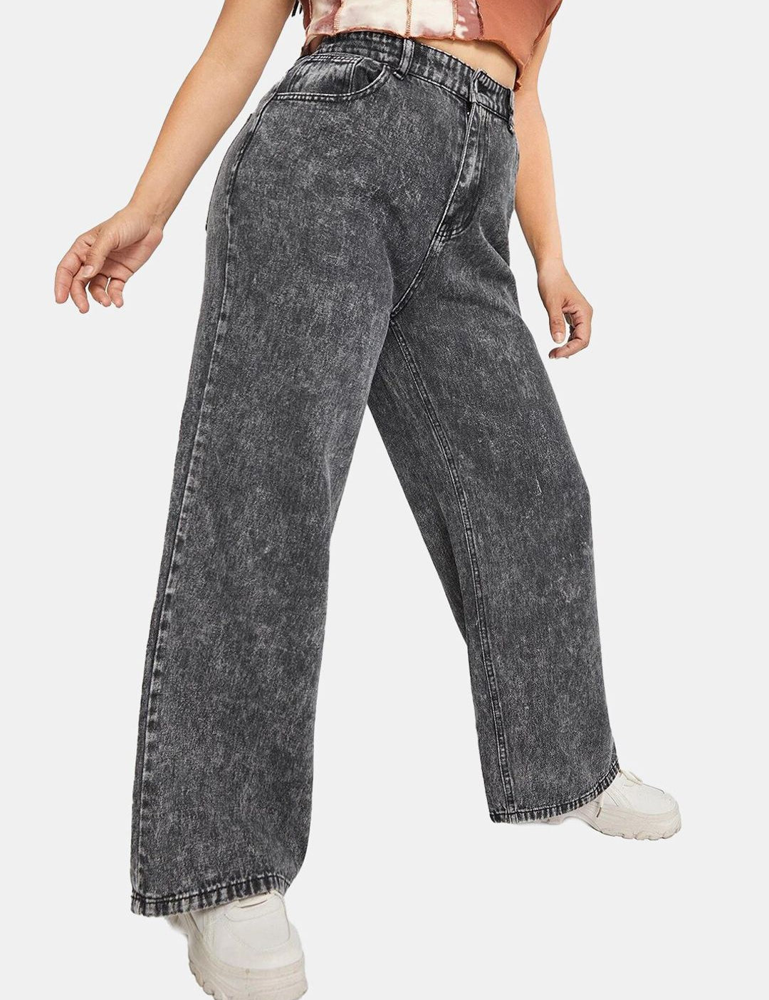 Kotty Women Jean Straight Fit High Rise Heavy Fade Stretchable Cotton Jeans