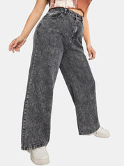 Kotty Women Jean Straight Fit High Rise Heavy Fade Stretchable Cotton Jeans