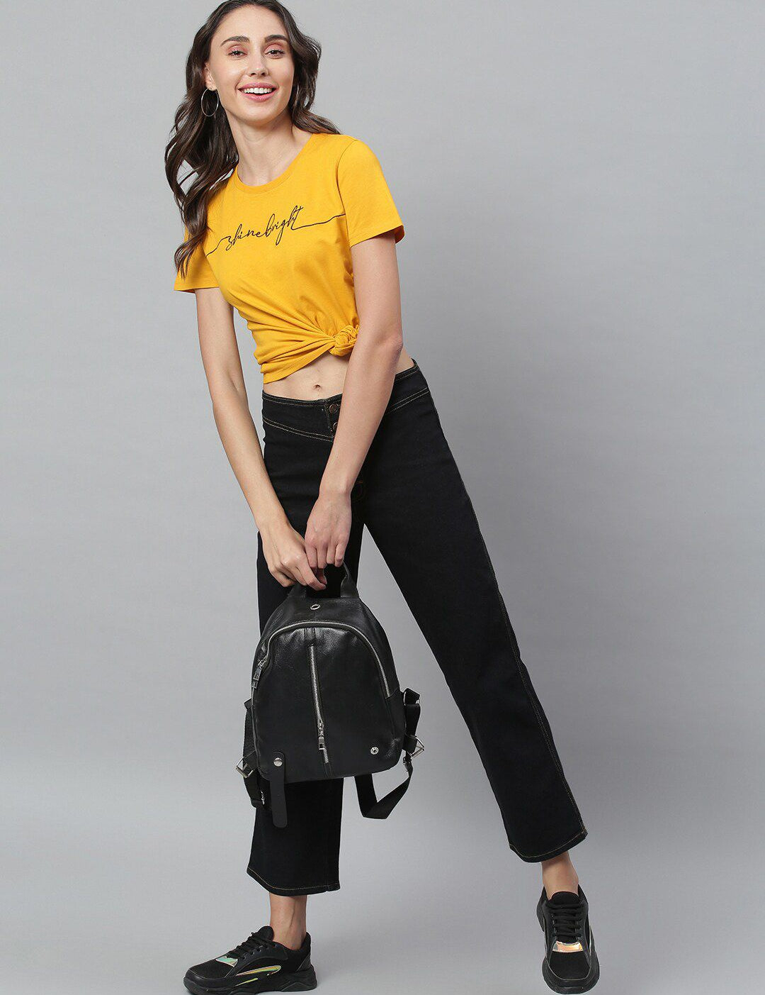 Kotty Women Black Flared High-Rise Clean Look Jeans