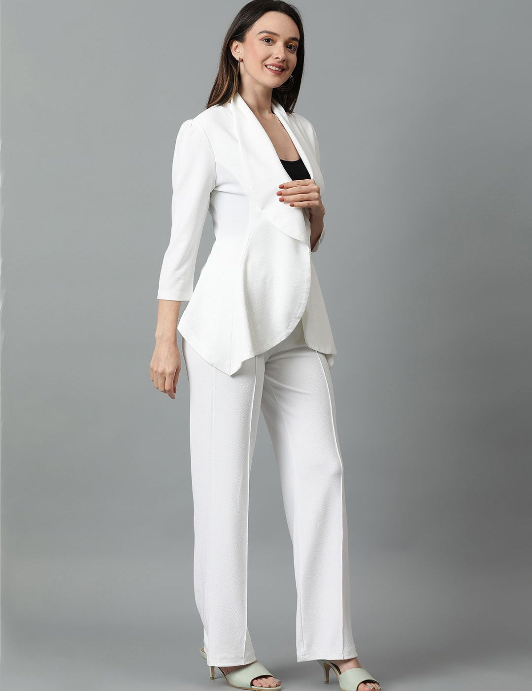 Kotty White Shawl Neck Blazer & Trousers