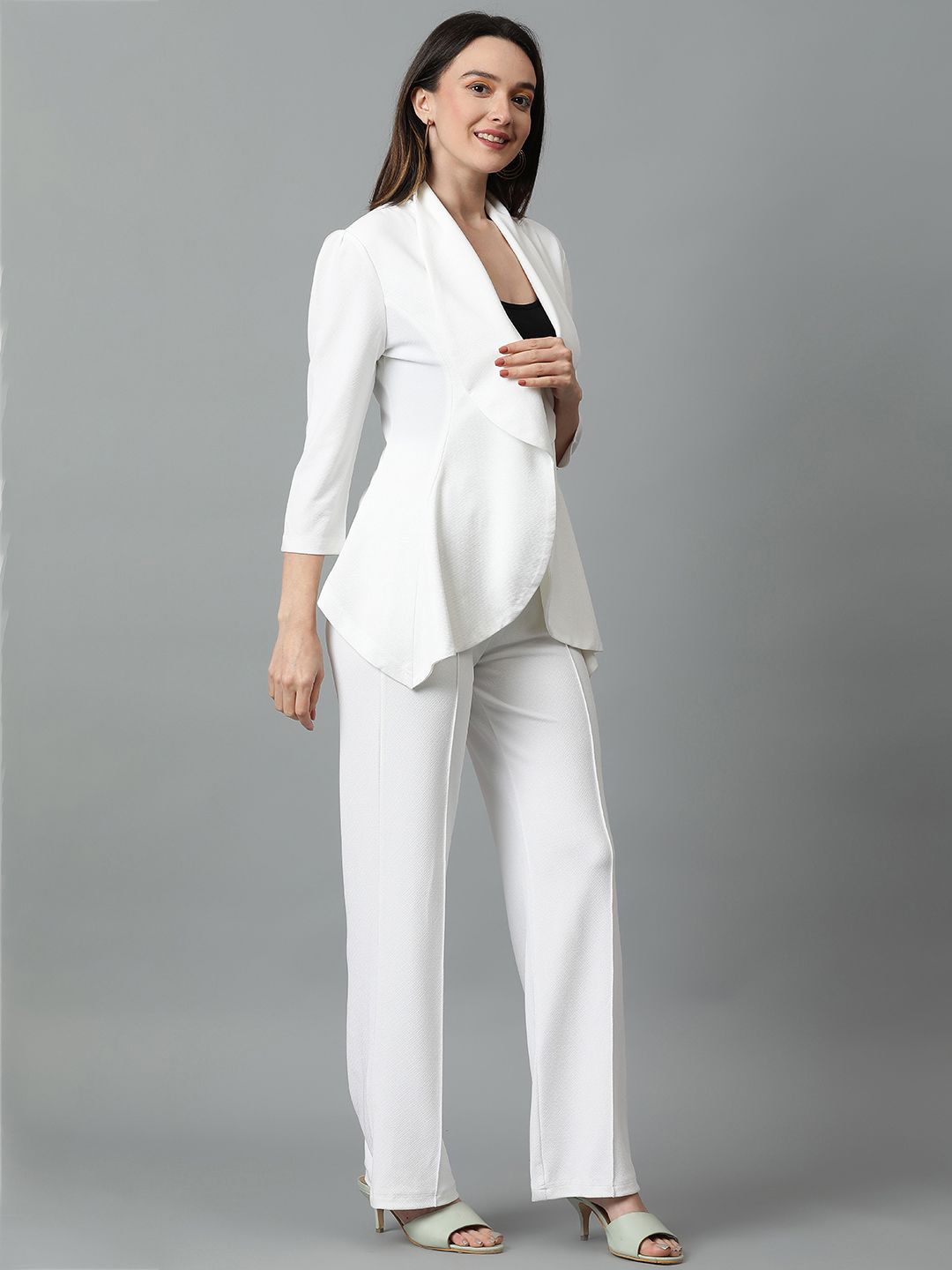 Kotty White Shawl Neck Blazer & Trousers