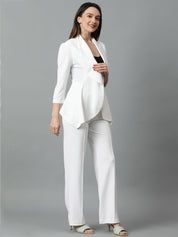 Kotty White Shawl Neck Blazer & Trousers