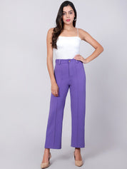 KOTTY BIZwear Women Relaxed Straight Fit High-Rise Easy Wash Pleated Trousers