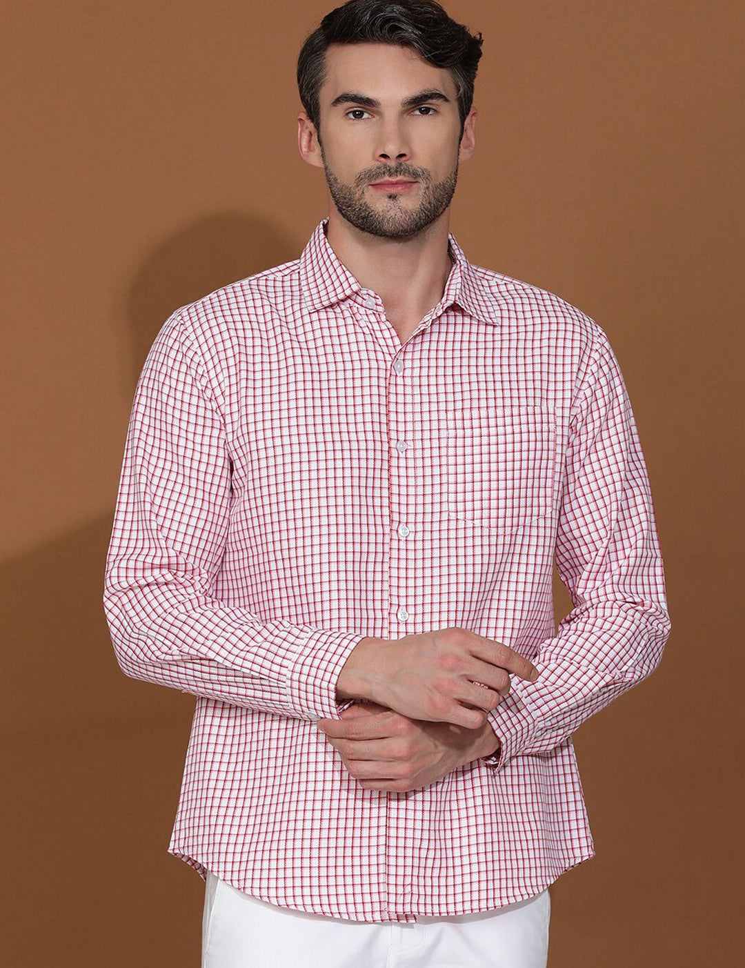 Kotty New Checked Spread Collar Casual Shirt