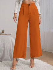 KOTTY BIZwear Women Yellow Relaxed Straight Fit High-Rise Easy Wash Pleated Trousers