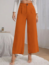 KOTTY BIZwear Women Yellow Relaxed Straight Fit High-Rise Easy Wash Pleated Trousers