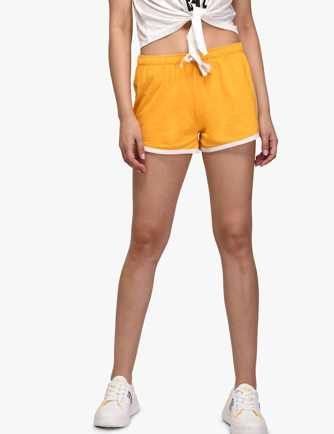 Kotty Women Yellow Solid Regular Fit Shorts