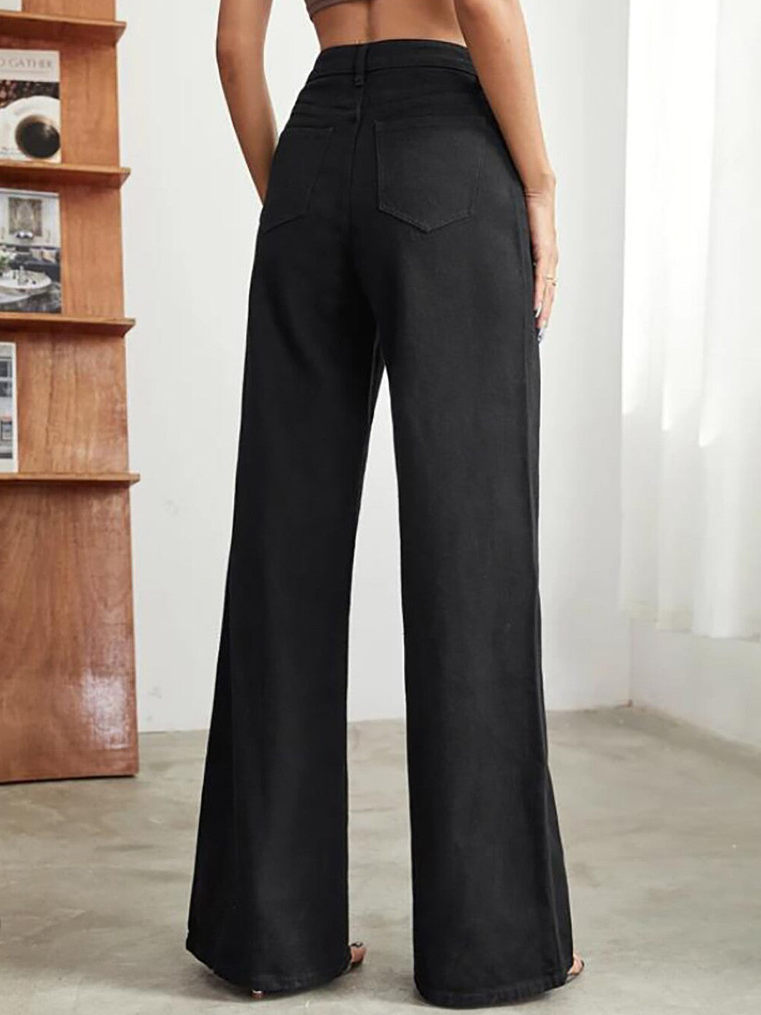Women’s Black High-Waisted Wide-Leg Jeans Online