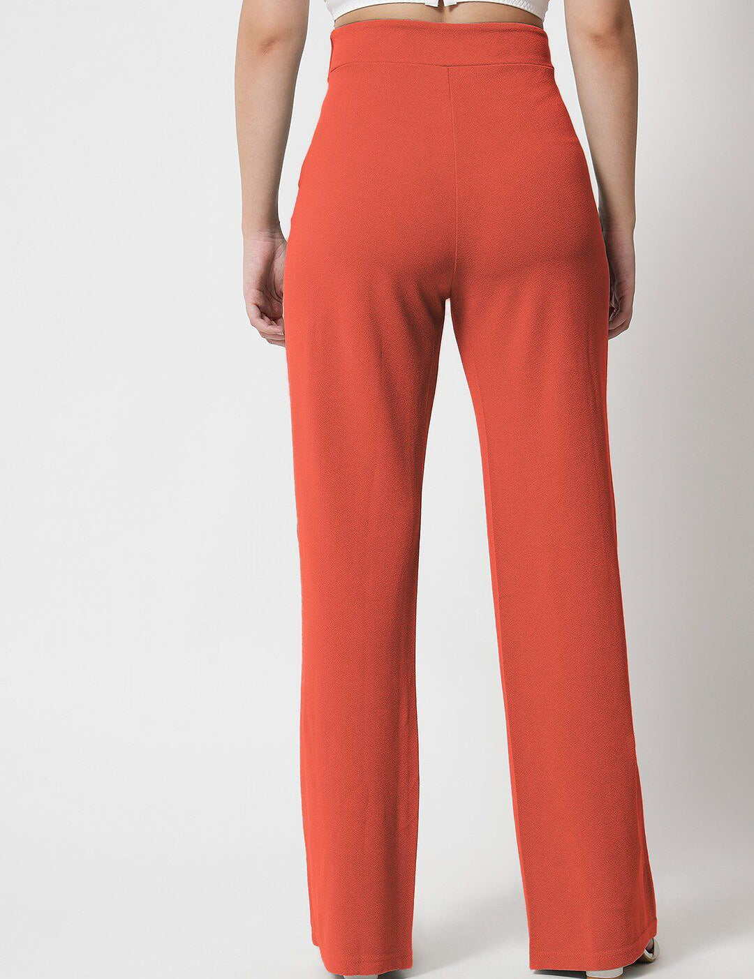 Kotty Women Relaxed Straight Fit High-Rise Easy Wash Parallel Trousers