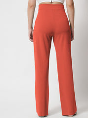 Kotty Women Relaxed Straight Fit High-Rise Easy Wash Parallel Trousers