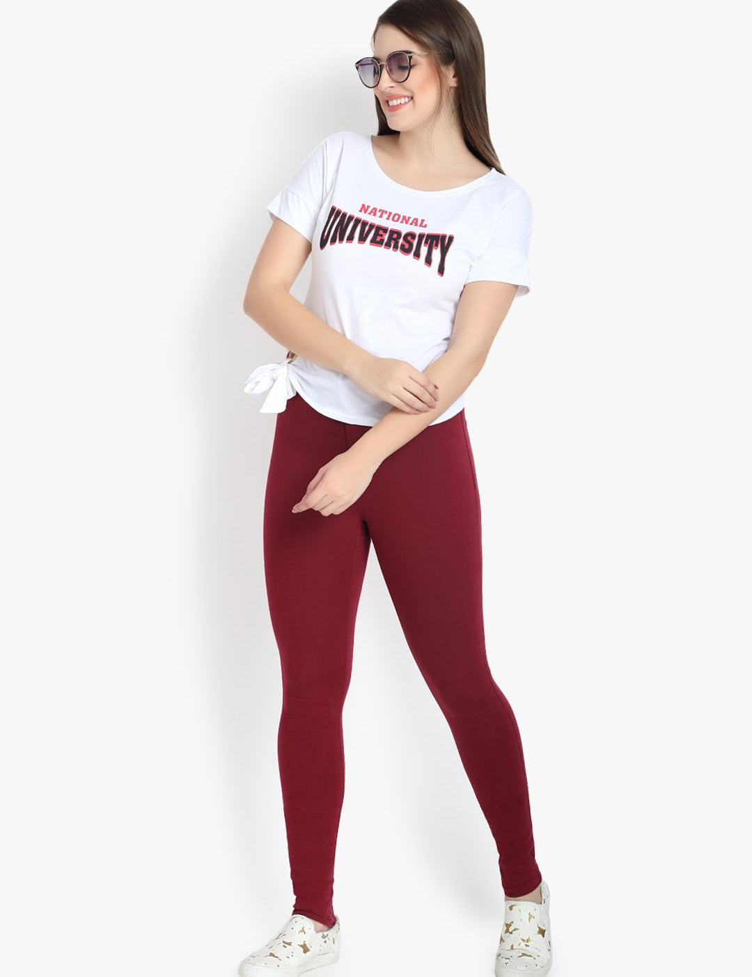 Kotty Women Maroon Skinny Fit High-Rise Clean Look Stretchable  Jeans