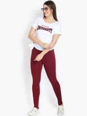 Kotty Women Maroon Skinny Fit High-Rise Clean Look Stretchable  Jeans