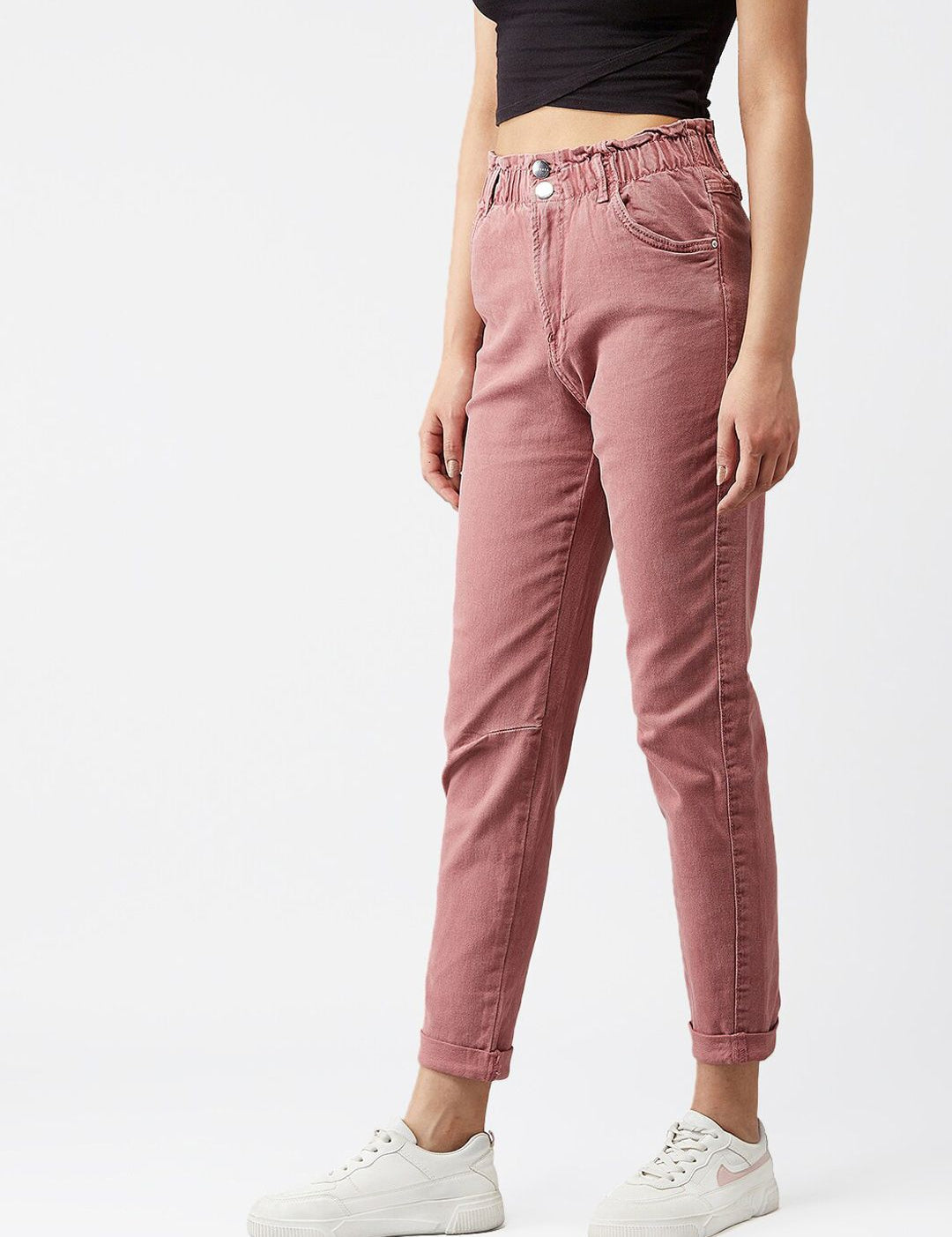 Kotty Women Old Rose Pink Tapered Fit High-Rise Clean Look Jeans