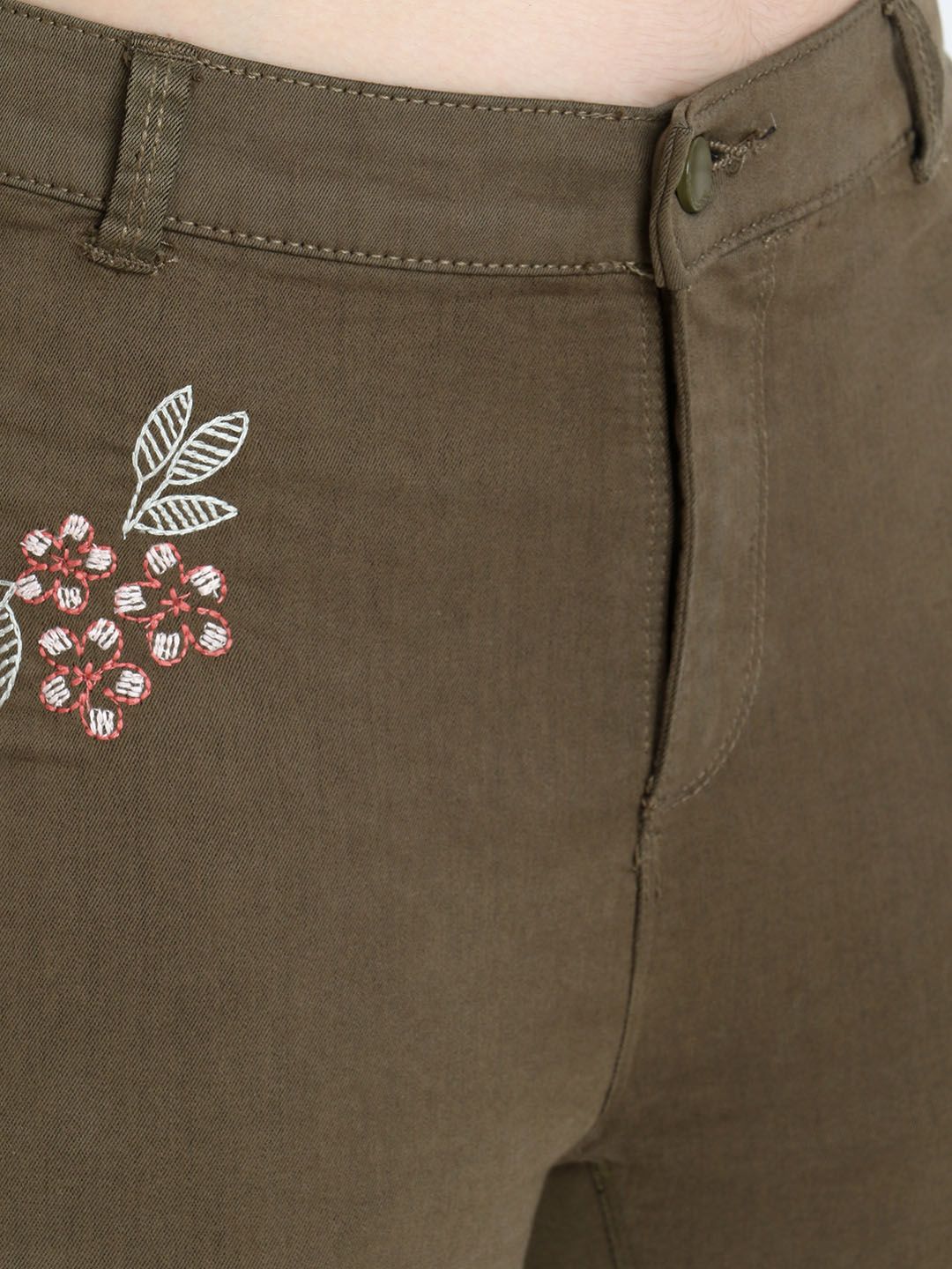 Kotty Women Olive Green Skinny Fit High-Rise Clean Look Jeans