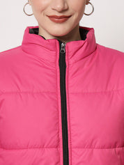 Kotty Women Pink Solid Polyester Puffer Jacket