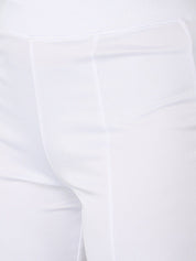 Kotty Women White Flared High-Rise Bootcut Trousers