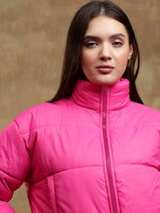 Kotty Women Mock Collar Solid Casual Insulator Puffer Jacket