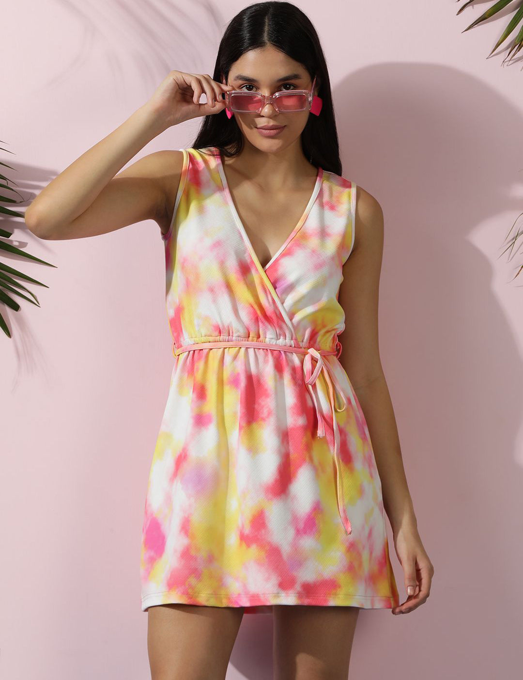 Kotty Women White Graphic Print Wrap Dress
