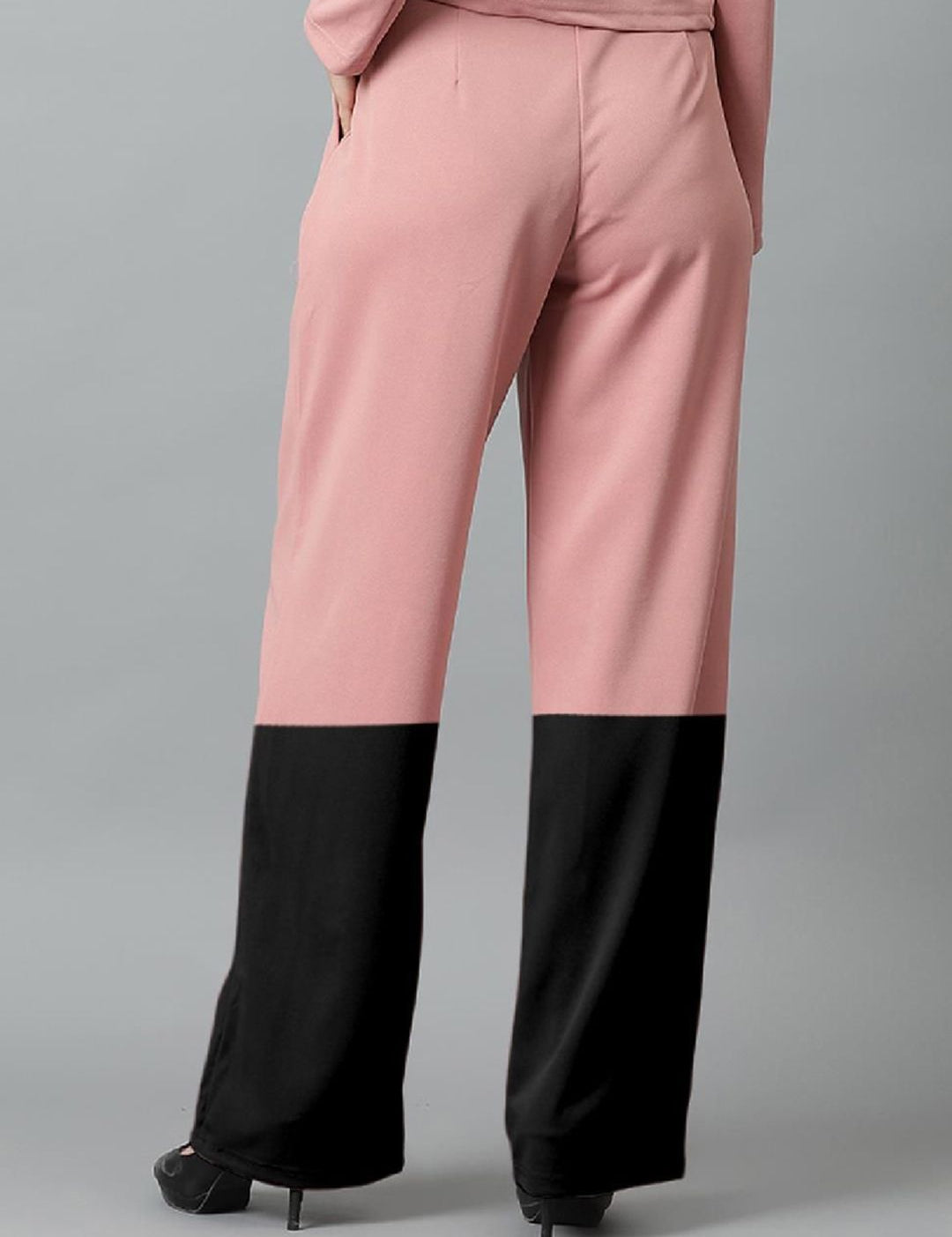 Kotty Women Colourblocked High-Rise Easy Wash Trousers