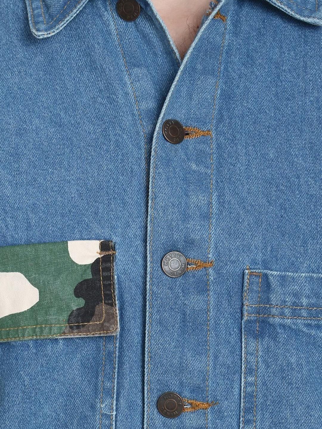 Kotty Abstract Printed Open Front Denim Jacket