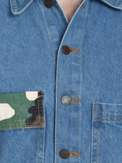 Kotty Abstract Printed Open Front Denim Jacket