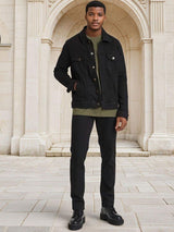 Kotty Men Solid Spread Collar Denim Jacket