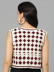 Kotty Women Self Design V-Neck Cotton Top