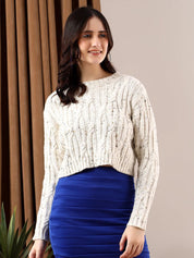 Kotty Women Cable Knit Crop Pullover