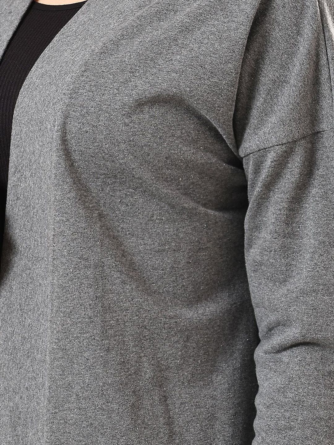 Kotty Shawl Collar Long Sleeves Longline Open Front Shrug