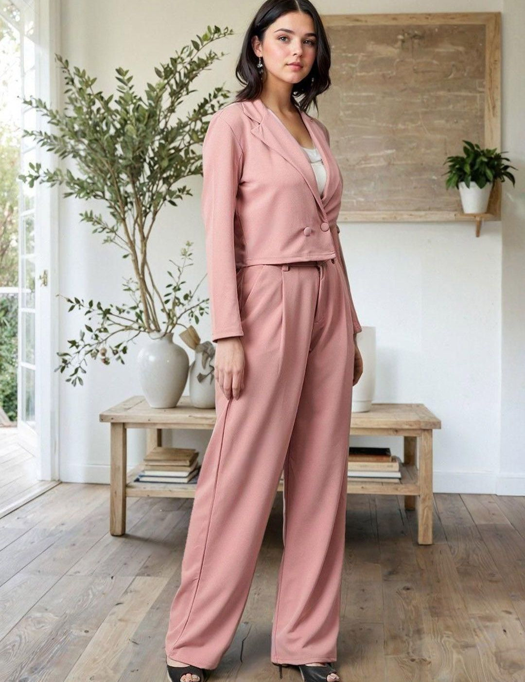 Kotty Lapel Collar Long Sleeves Coat With Trouser 