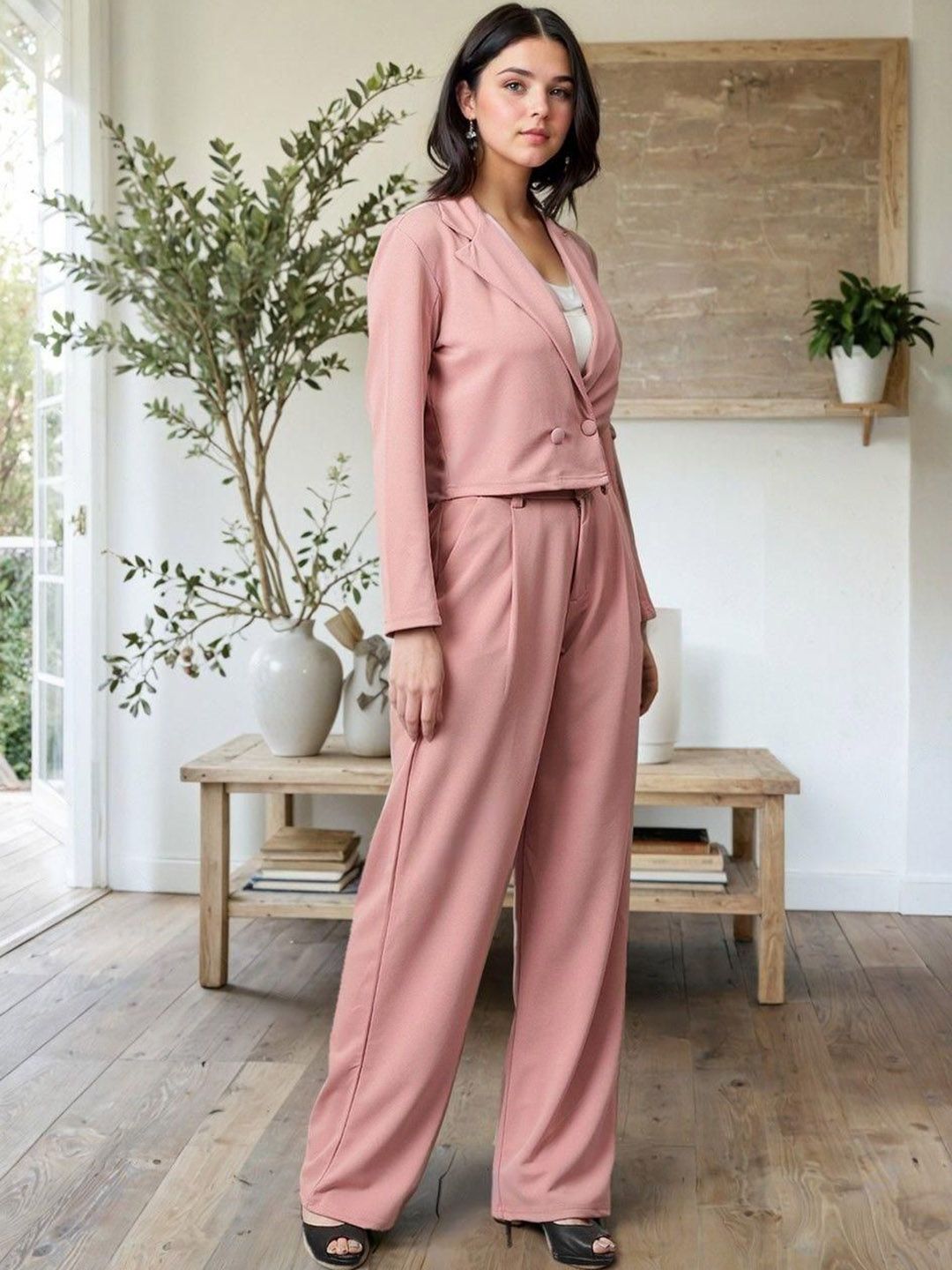 Kotty Lapel Collar Long Sleeves Coat With Trouser 