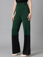Kotty Women Colourblocked Relaxed Straight Leg High-Rise Trousers