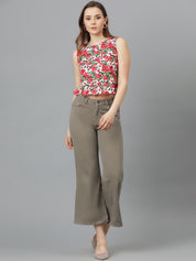 Kotty Floral Print Crepe Crop Top