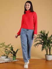 Kotty Women Turtle Neck Cotton Pullover Sweater