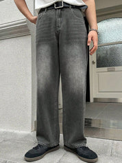 Kotty Men Mid-Rise Jean Wide Leg Heavy Fade Stretchable Cotton Jeans