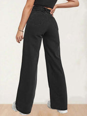 Kotty Women Straight Fit High-Rise Stretchable Cotton Black Jeans (Cotton Blend)