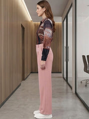 Pink Regular Fit Mid-Rise Trousers for Women – Elegant Solid Design | Kotty
