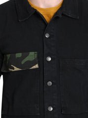 Kotty Men Black Solid Lightweight Denim Jacket