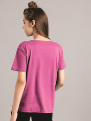 Kotty Women Purple Printed Round Neck T-shirt
