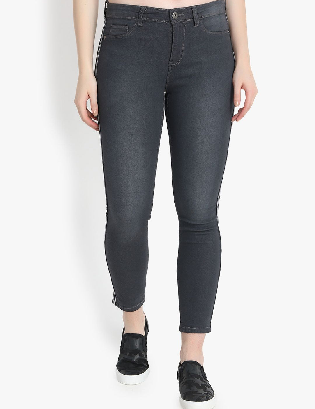 Kotty Women Grey Skinny Fit High-Rise Clean Look Jeans