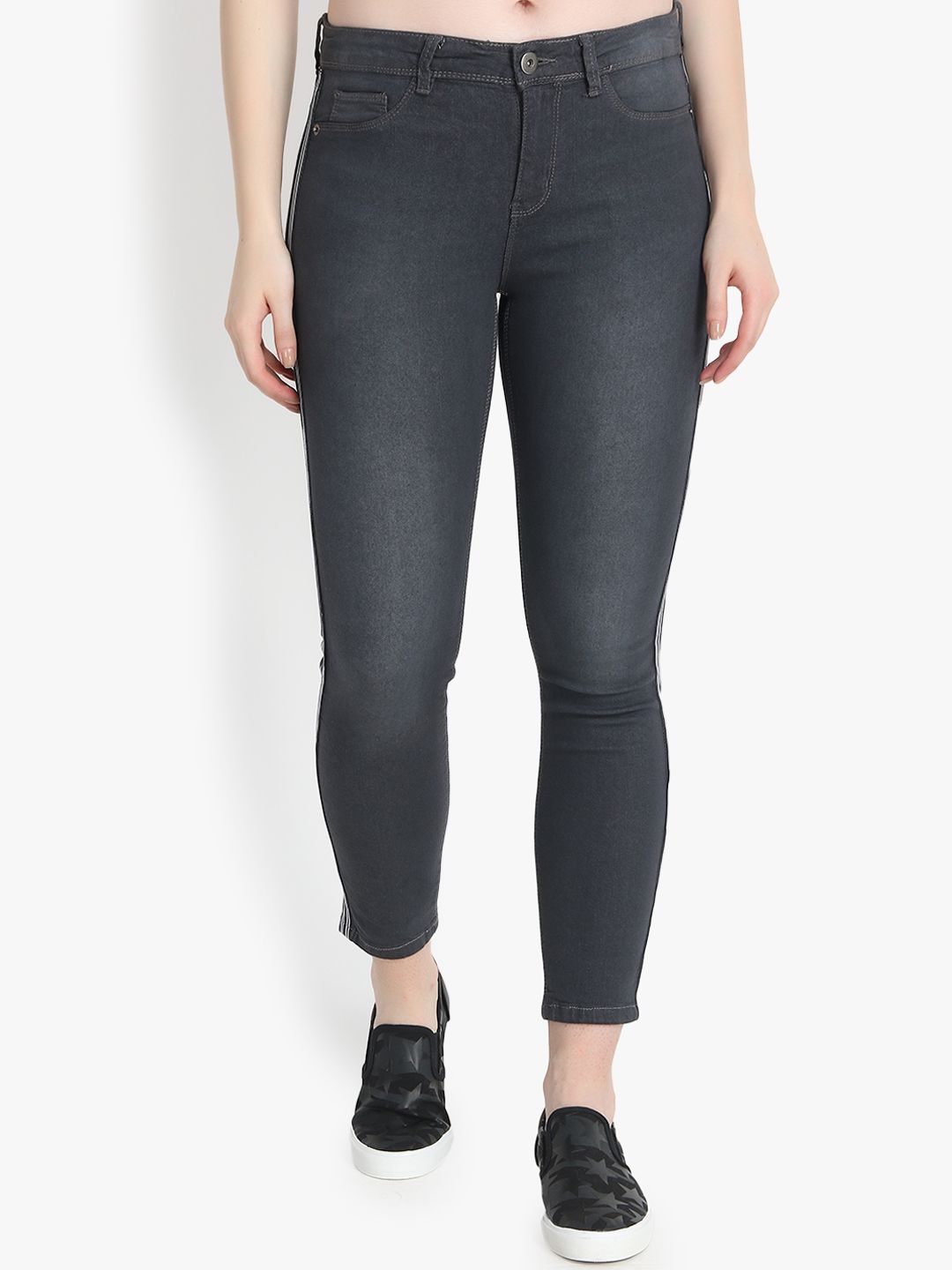 Kotty Women Grey Skinny Fit High-Rise Clean Look Jeans