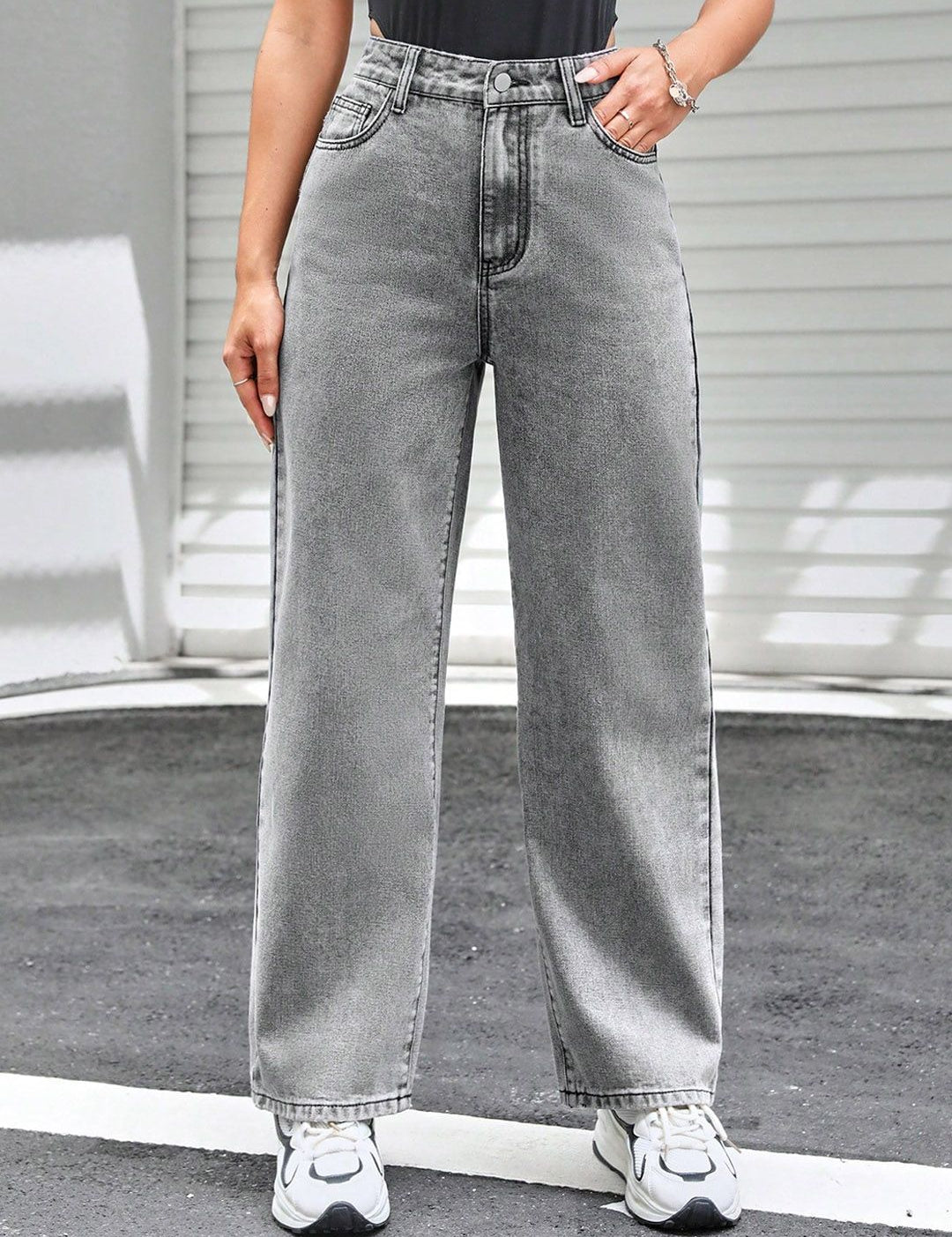 Kotty Women Blue Jean Straight Fit High-Rise Heavy Fade Stretchable Jeans